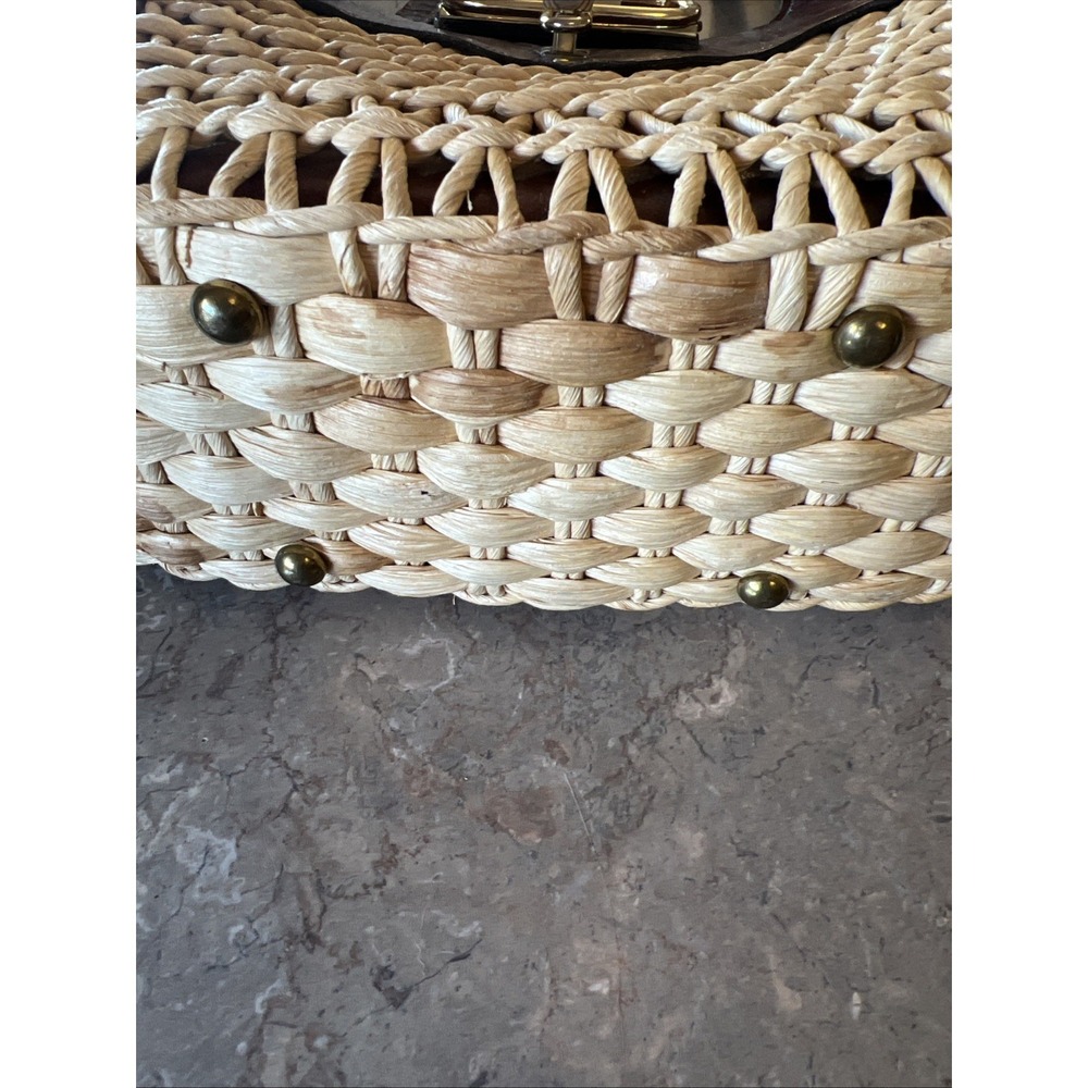 Vintage 1970's ETIENNE AIGNER Woven Wicker w/Leather Attachments - Picture 3 of 10